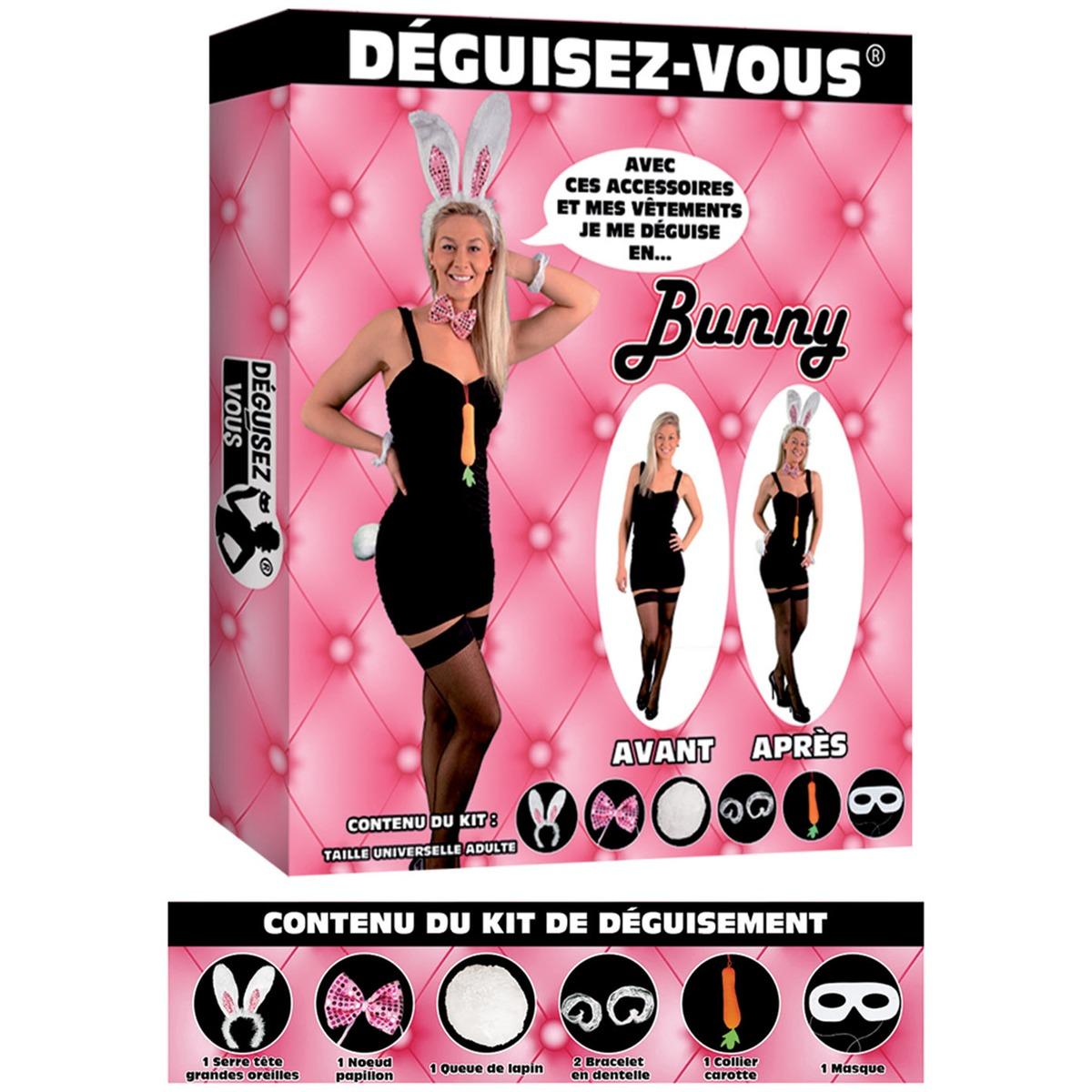 Kit de déguisement bunny 6 pièces - Taille unique - Noir, blanc