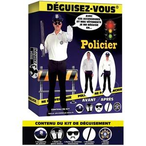 Kit de déguisement policier 5 pièces - Taille unique - Noir, blanc