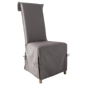 Housse chaise en coton 40x40x72cm  gris foncé