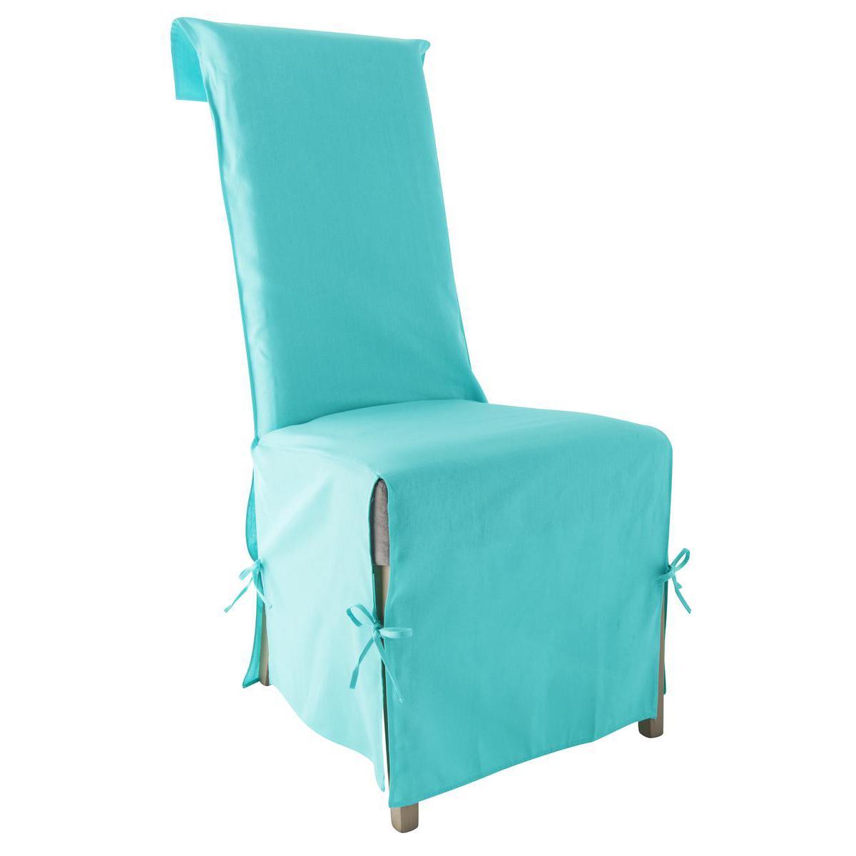 Housse de chaise panama - 40 x 40 x 72 cm - 100% coton - Bleu turquoise