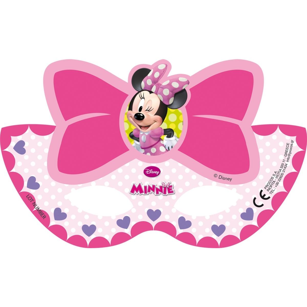 Lot de 6 masques Minnie Bow-tique en carton - 19 x 18 cm - Multicolore