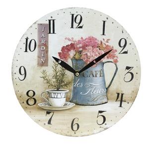 Horloge murale fleurs - Diamètre 28 cm - Bleu