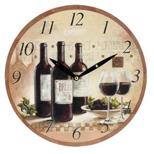 Horloge murale grand vin - Diamètre 28 cm - Rouge