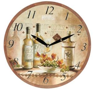 Horloge murale grand vin - Diamètre 28 cm - Blanc