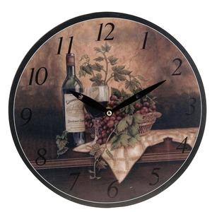 Horloge murale grand vin - Diamètre 28 cm - Marron