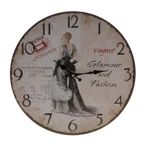 Horloge murale en bois cabaret - Diamètre 34 cm - Modèle Londres