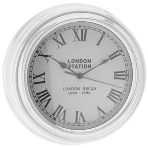 Horloge murale en métal Londres - Diamètre 30 cm - Blanc
