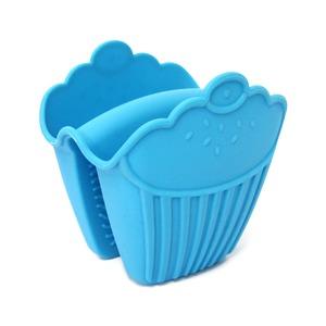 Manique de cuisine en silicone motif cupcake - 12 x 10 cm - Bleu