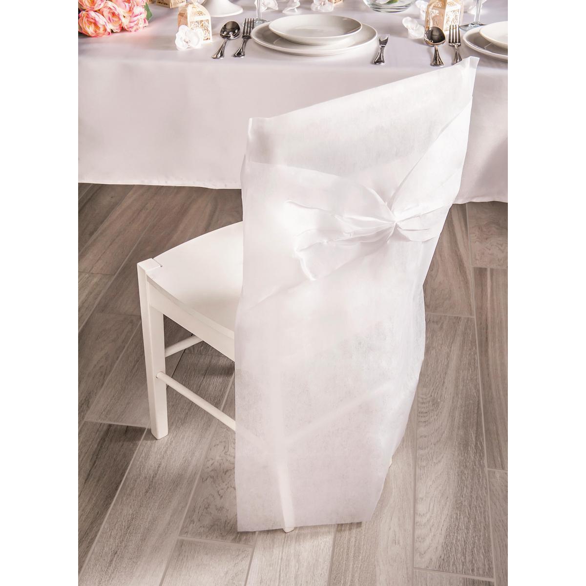 2 housses de chaise - 100 % Polyester - 50 x 95 cm - Blanc