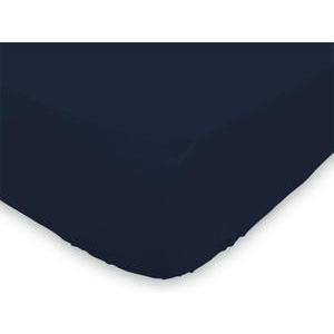 Drap-housse jersey - 190 x 140 cm - en coton uni bleu marine