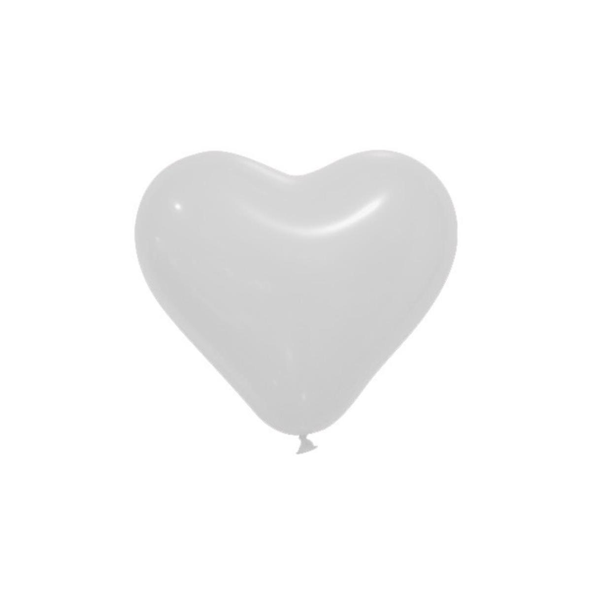 12 ballons opaques en forme de cœur - Latex - ø 28 cm - Blanc