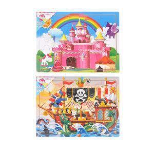 Puzzle princesse et pirate en bois - 29,5 x 21,5 x 0,25 cm - Multicolore