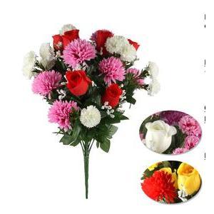 Bouquet de Chrysanthèmes et Boutons de Roses - H 49 cm