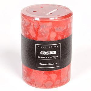 Bougie pilier en cire - 7 x H 10 cm -  Rouge