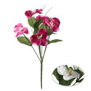 Bouquet d'orchidées - Plastique, Polyester - H 30 cm - Blanc Violet