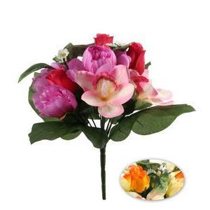 Bouquet de pivoines, roses et orchidées - H 33 cm