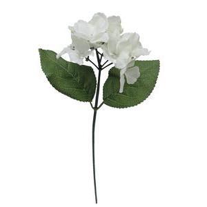 Tige boutons de rose hortensia - Plastique, Polyester -H 28 cm -  Blanc