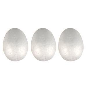 Lot de 3 œufs en polystyrène - 6,5 x 8,5 cm - Blanc