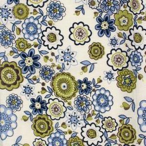 Pièce de coton imprimé fleurs psyché - 55 x 45,5 cm - Bleu