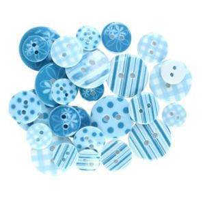 Lot de 28 boutons acryliques - Diamètre 1,1 - 1,8 cm - Bleu