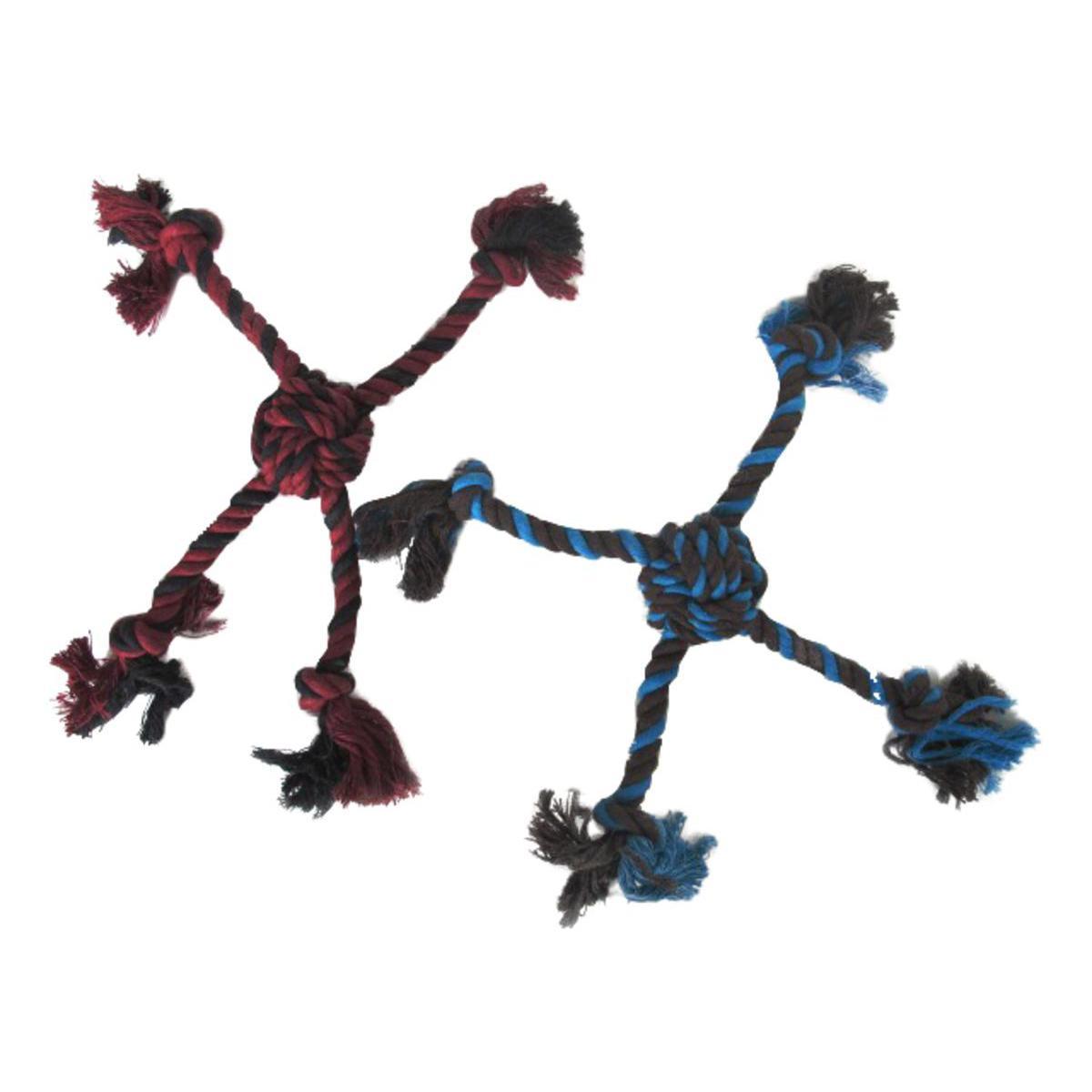 Jouet coton en forme de croix - Coton - 27 x 6 x H 6 cm - Noir et rouge ou bleu et marron