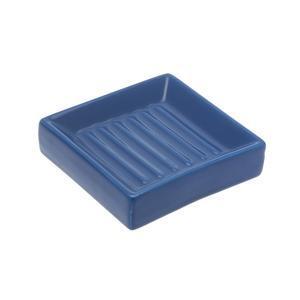Porte-savon cube céramique - L 10.5 x H 2.5 x l 10.5 cm - Bleu