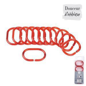 Lot de 12 anneaux de douche translucides - Plastique - 4 x H 6 cm - Rouge