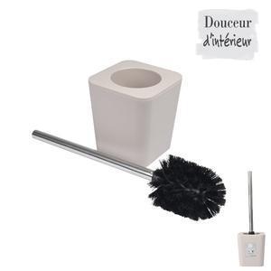 Brosse WC - Plastique et inox - Ø 9,5 x H 38 cm - Marron taupe
