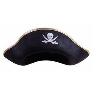 Chapeau de pirate en feutre - 25 x 30 x H 12 cm - Noir