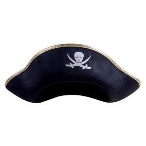 Chapeau de pirate en feutre - 25 x 30 x H 12 cm - Noir