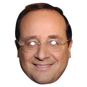 Masque de François Hollande en carton - 30 x 21 cm - Multicolore