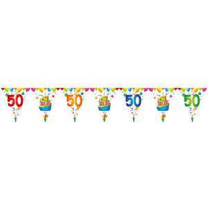 Guirlande fanions 50 ans en papier - 26,50 x 600 cm - Multicolore