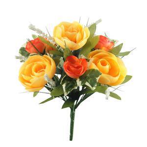 Bouquet de 7 renoncules - Plastique et polyester - Hauteur 25 cm - Violet, vert, rose et orange