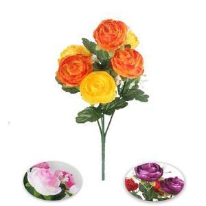 Bouquet de 6 Renoncules - H 32 cm - Orange, Rose, Violet