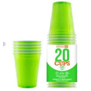 20 gobelets à Beer Pong 53 cl - Plastique - Vert - 350 g