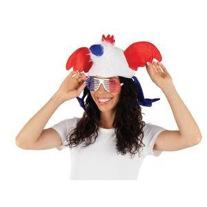Chapeau de supporter équipe de France coq - Polyester - Ø 20 x H 45 cm - Bleu, blanc et rouge