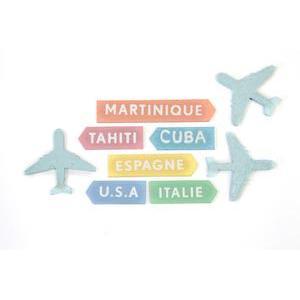 Confetti de table voyage vacances (x 9) - 3 x 3 cm - Multicolore