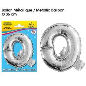 Ballon métallique argent lettre q