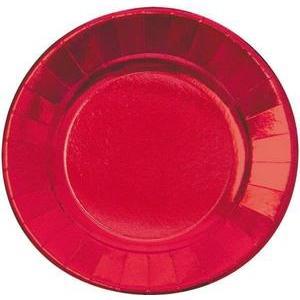 Assiettes carton rondes 29 cm x 6 pièces rouge métallisé