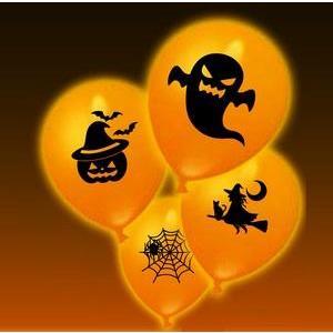 4 ballons LED Halloween - ø 25 cm - Orange
