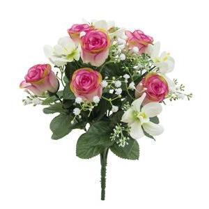 Bouquet de Boutons de roses et orchidées - H 31 cm