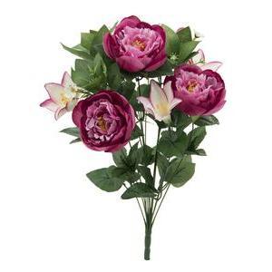 Bouquet haut de Pivoines et Lys - H 53 cm - Rose, Rouge