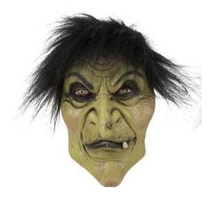 Masque de sorcière avec cheveux - Taille adulte - L 23 x H 13 x l 19 cm - Vert - PTIT CLOWN