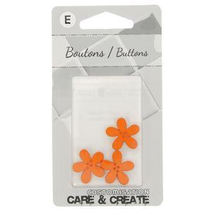 Carte 3 boutons fleur orange ø 20 mm - Orange