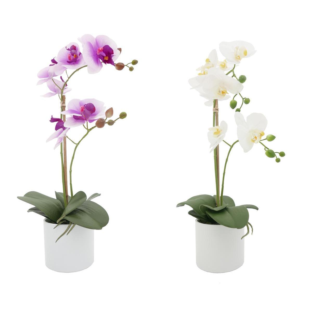 2 orchidées toucher naturel - Blanc, rose