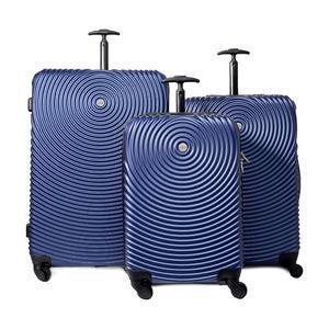 Seattle - set de 3 valises rigides bleues motifs 3d grand modèle - H 65 x L 46 x 20 cm