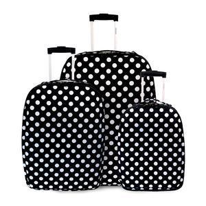 Alicante - set de 3 valises noir à points blancs petit modèle - H 55 x L 41 x 18 cm