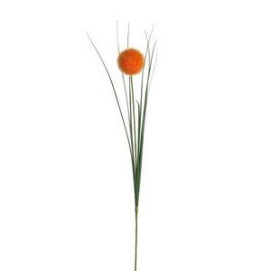 Tige boule + herbe - H 64 cm - Orange