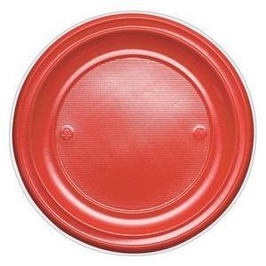 Assiettes plastique rondes diam 17 cm rouge x 25 pièces reutili