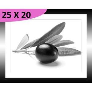 Tableau Olive noire - L 20 x P 1.5 x l 25 cm - Noir, blanc - VUE SUR IMAGE